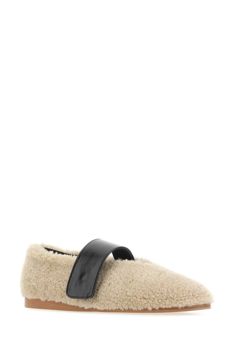 Beige Teddy Ballet Flats 2