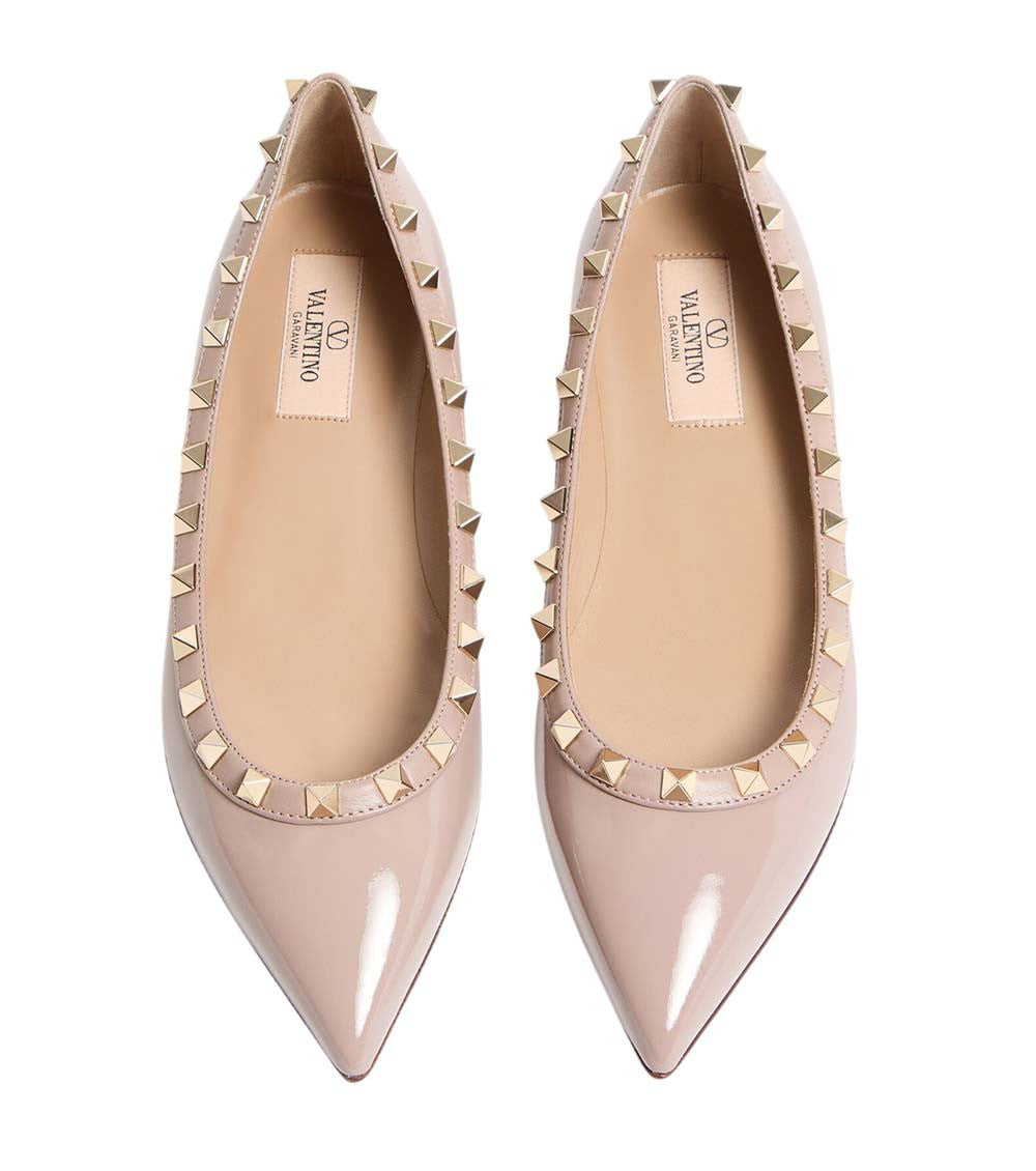 Beige Rockstud Ballet Flats 3