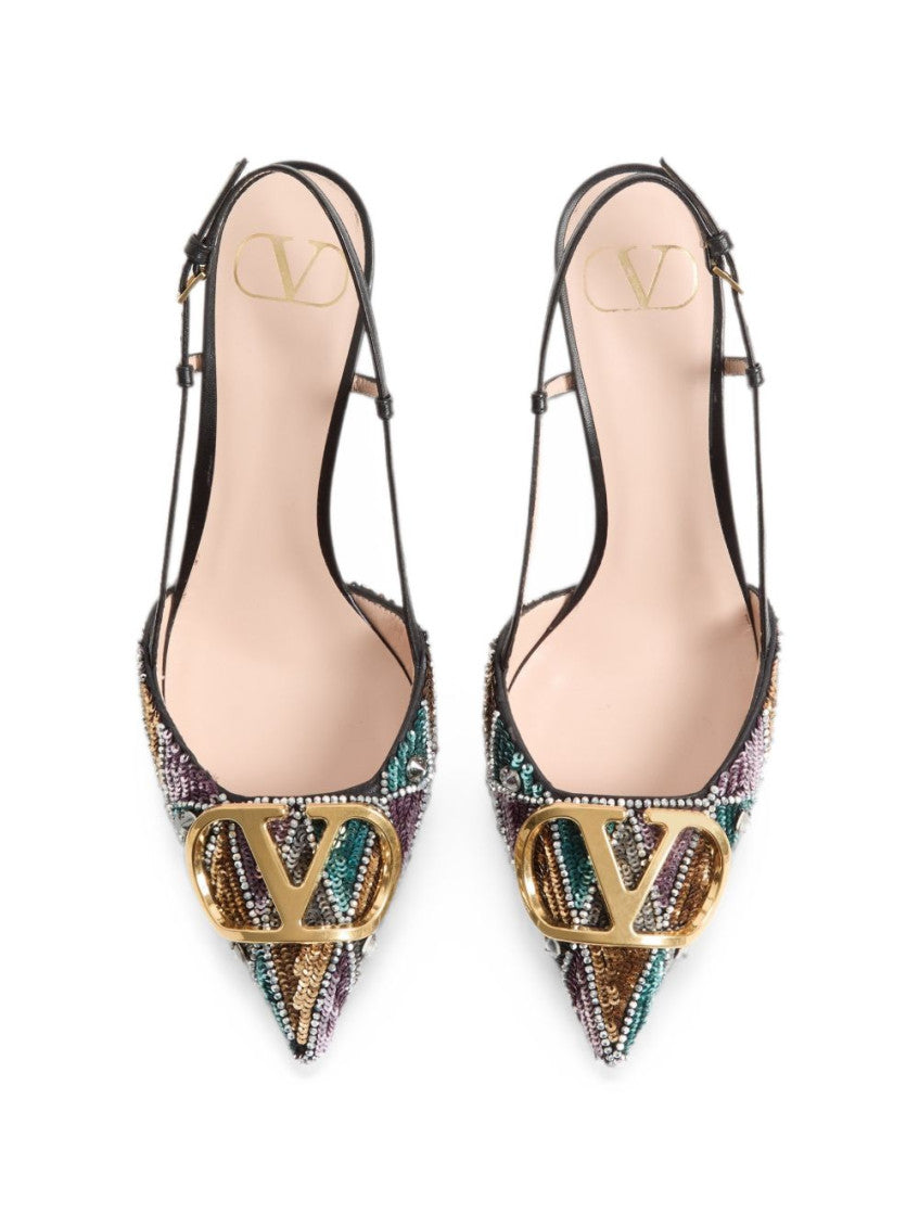 Black Logo Slingback Pumps 2