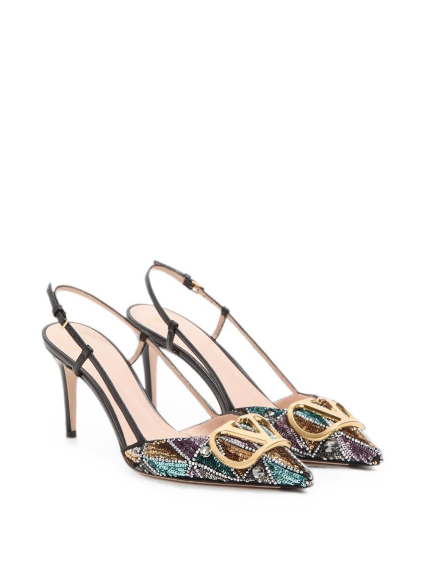 Black Logo Slingback Pumps 3