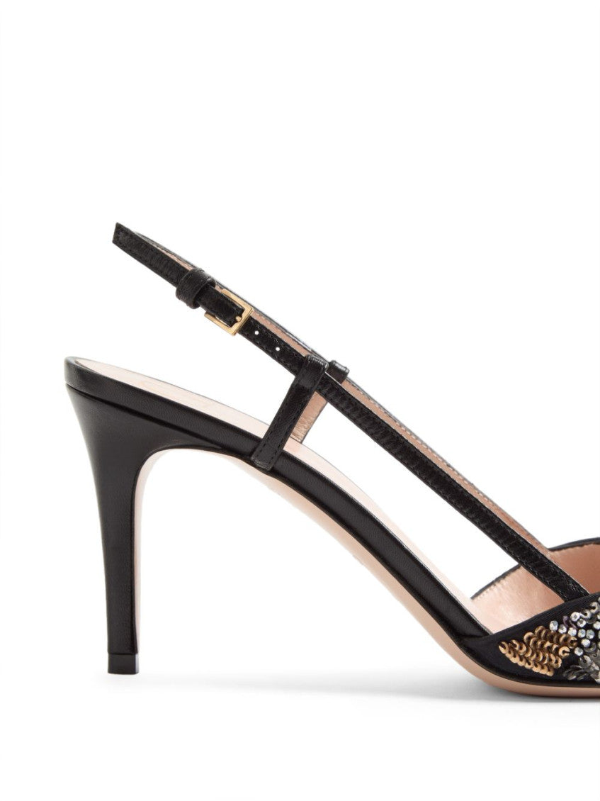 Black Logo Slingback Pumps 6