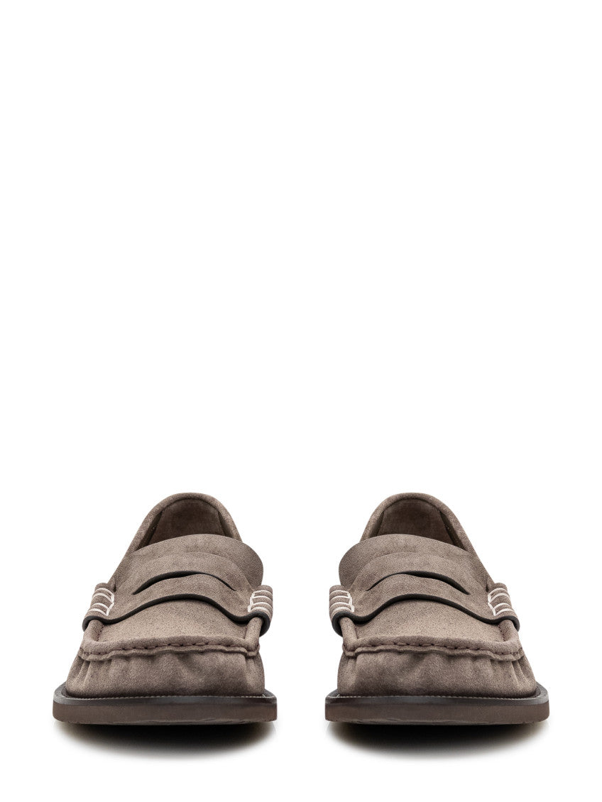 Dark Taupe Suede Loafers 2