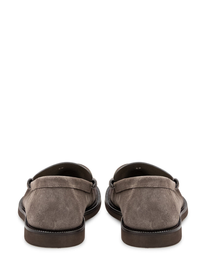 Dark Taupe Suede Loafers 3