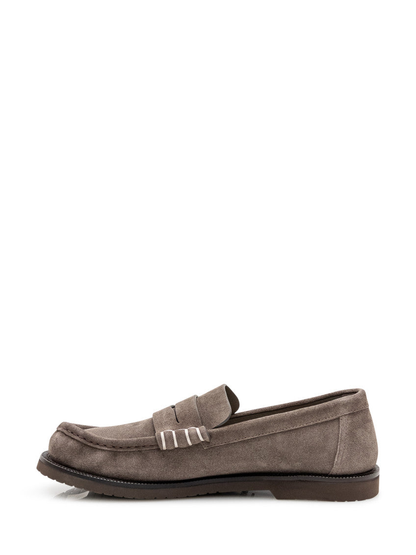 Dark Taupe Suede Loafers 4