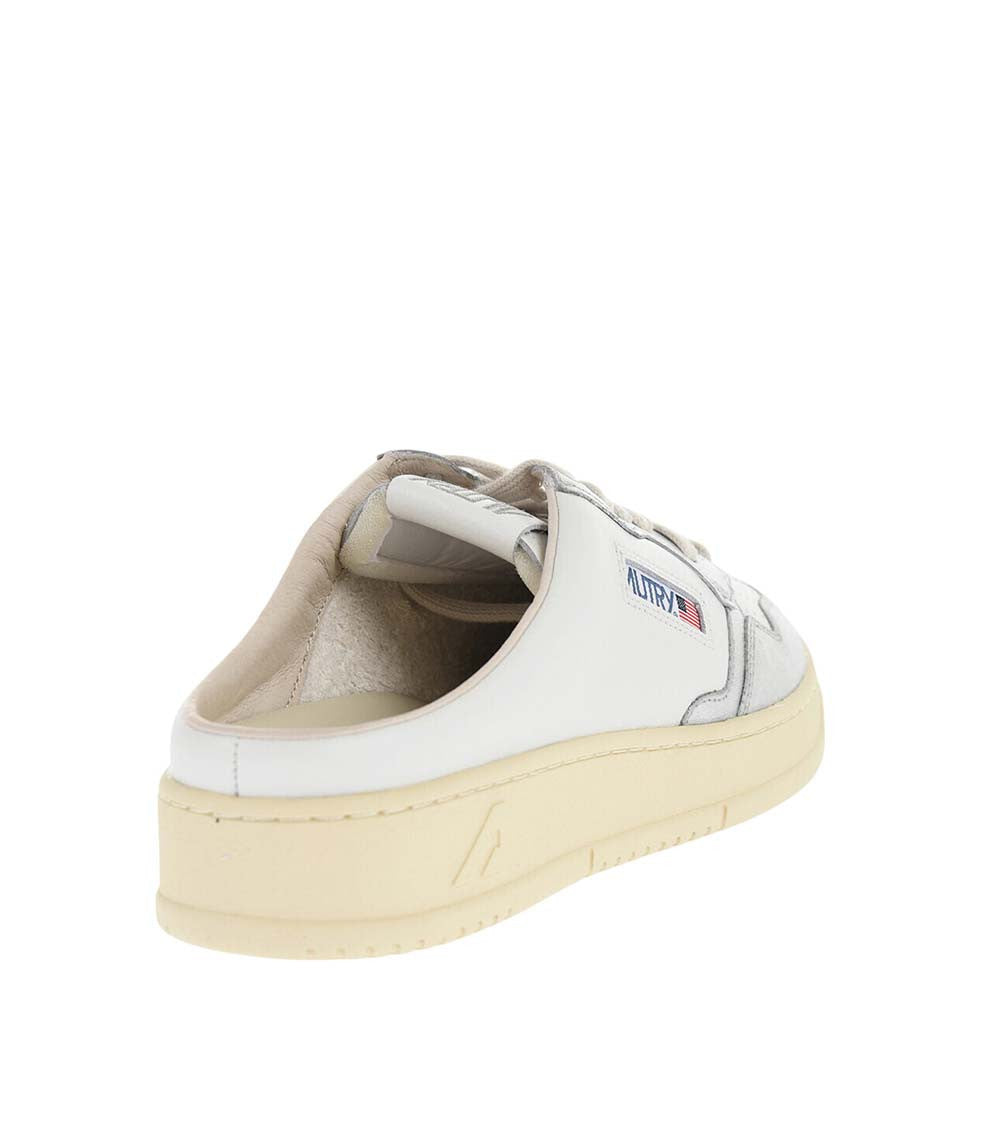 White Two-Tone Leather Sneakers 3