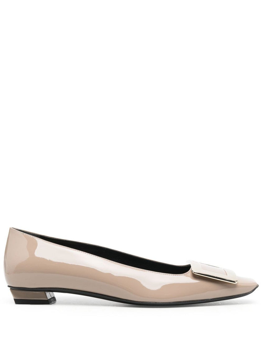 Beige Leather Ballet Flats 1