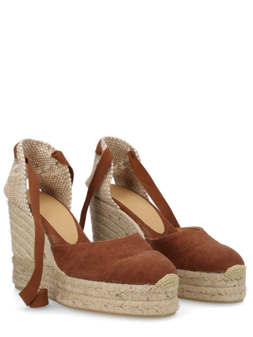 Brown Solid Ankle-strap Wedges 2