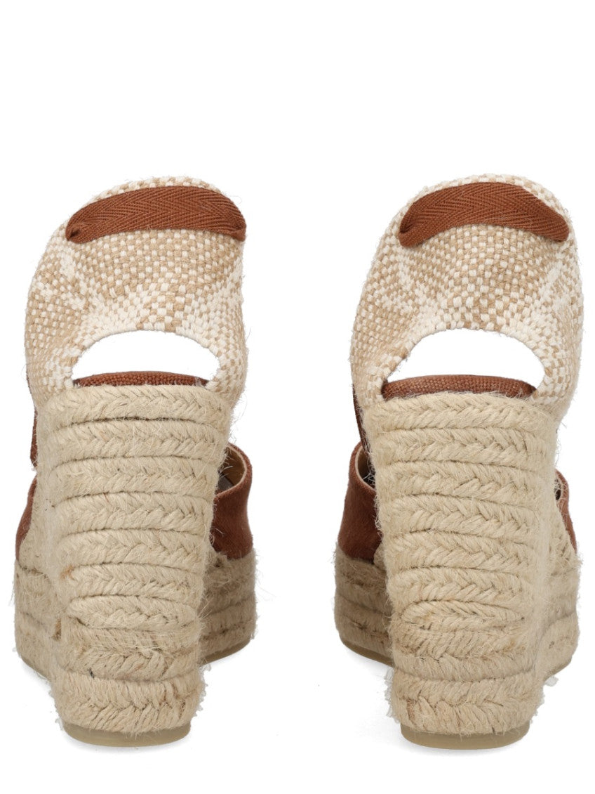 Brown Solid Ankle-strap Wedges 4