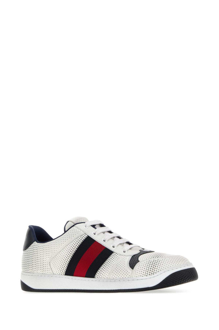 White Leather Screener Sneakers 2