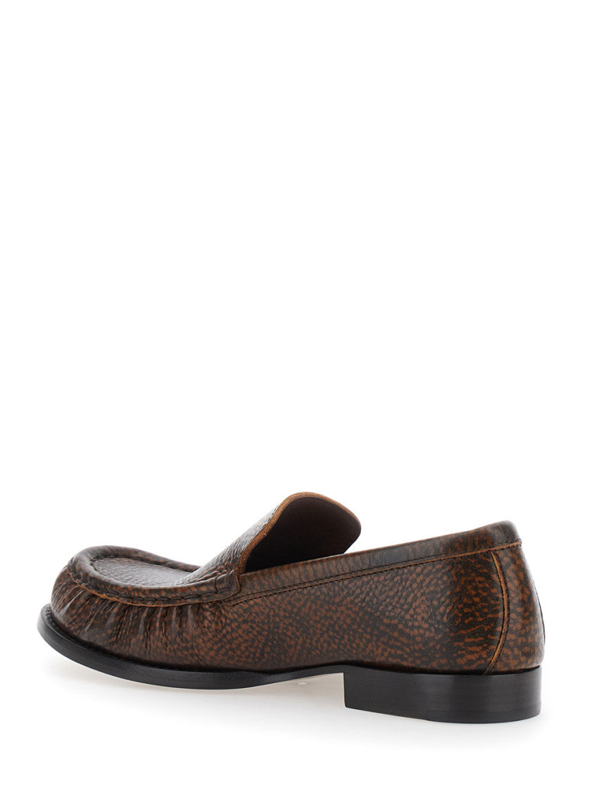 Brown Textured Loafers 3