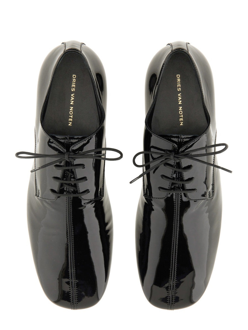 Black Shiny Lace Ups Shoes 6
