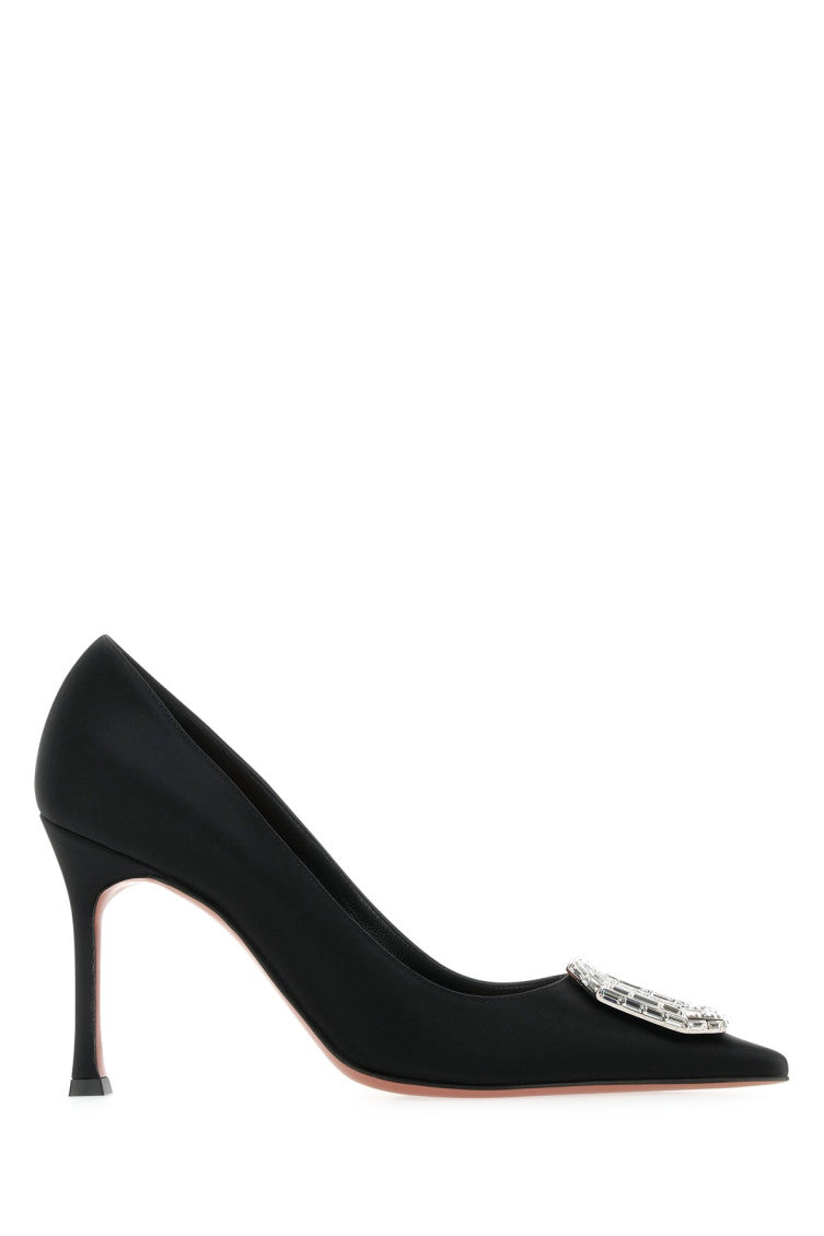 Black Embellished Camelia Pumps 1