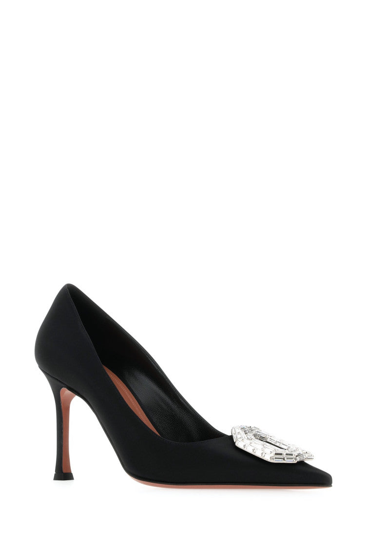 Black Embellished Camelia Pumps 2