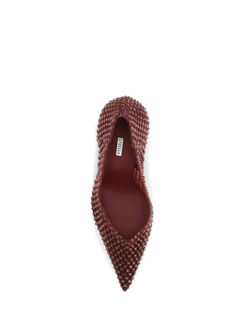 Burgundy Embellished Gilda Pumps 4