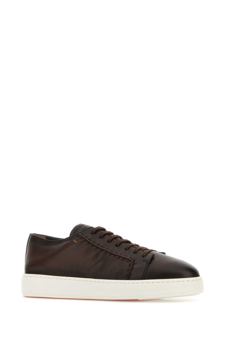 Dark Brown Leather Sneakers 2