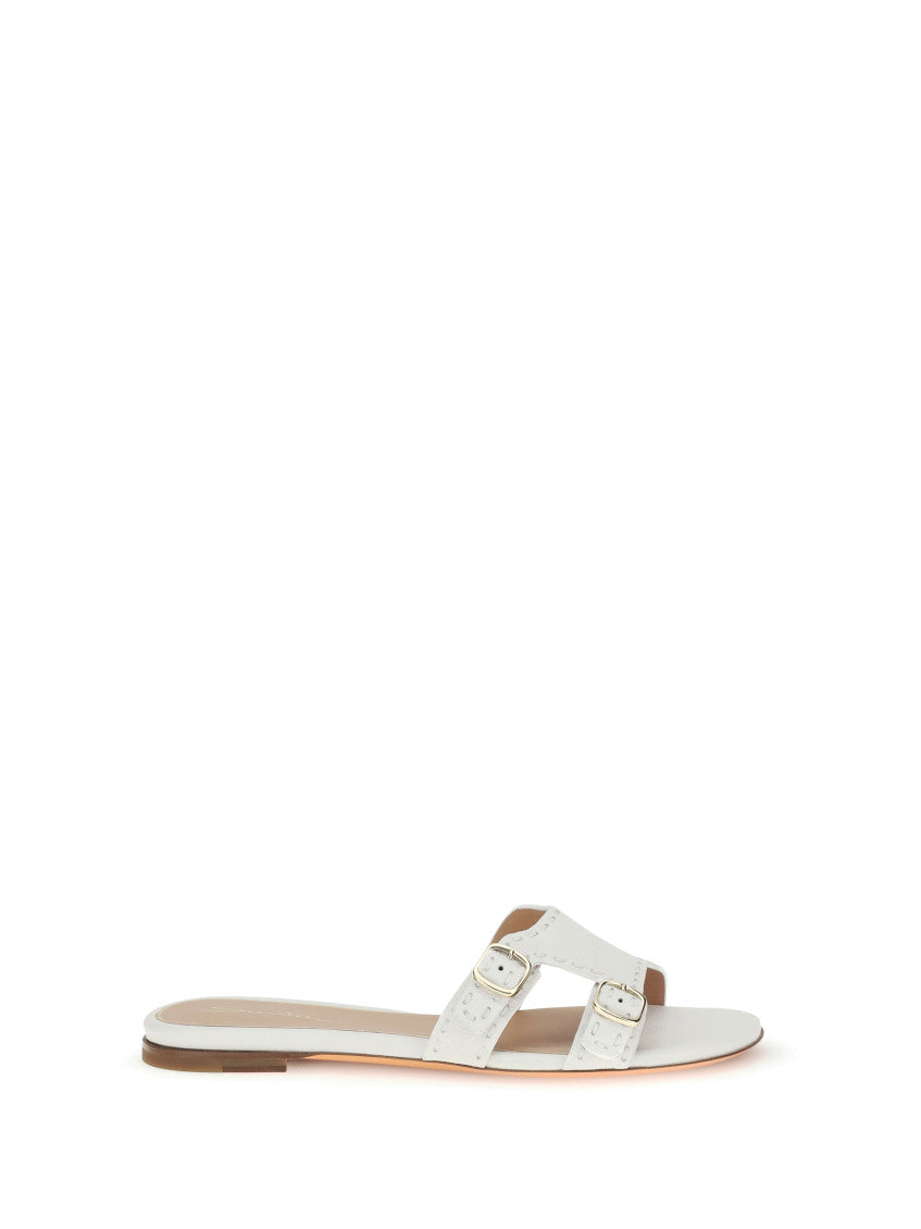 White Leather Flats 1