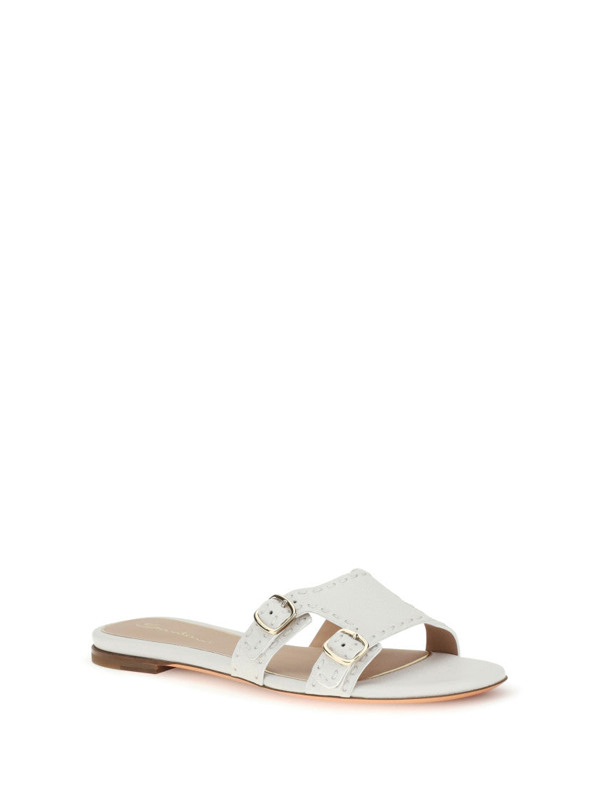 White Leather Flats 2