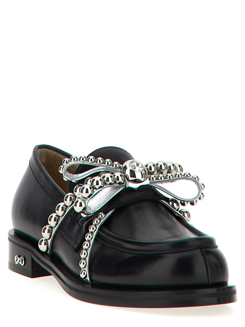 Black Crystal Stud Loafers 2