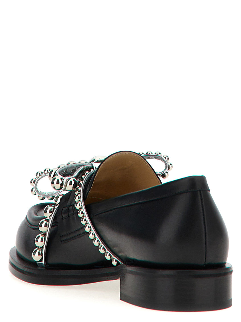 Black Crystal Stud Loafers 3