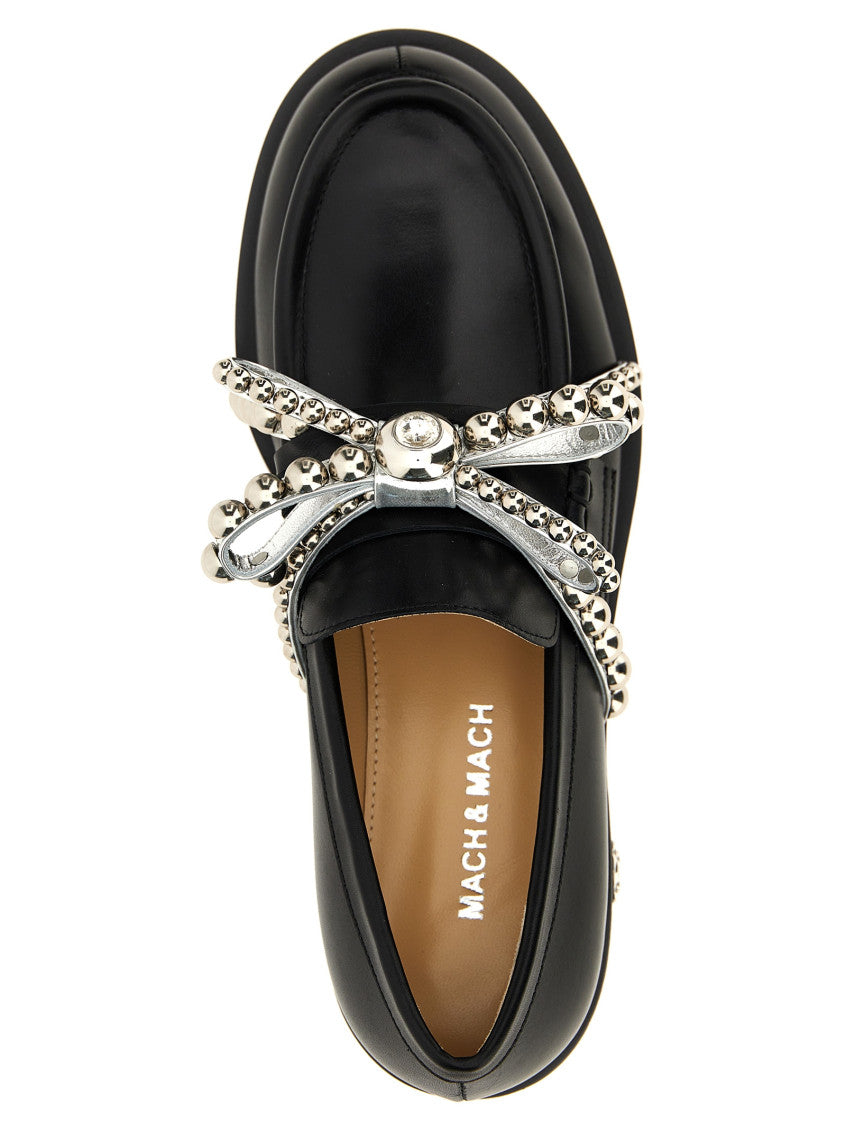 Black Crystal Stud Loafers 4
