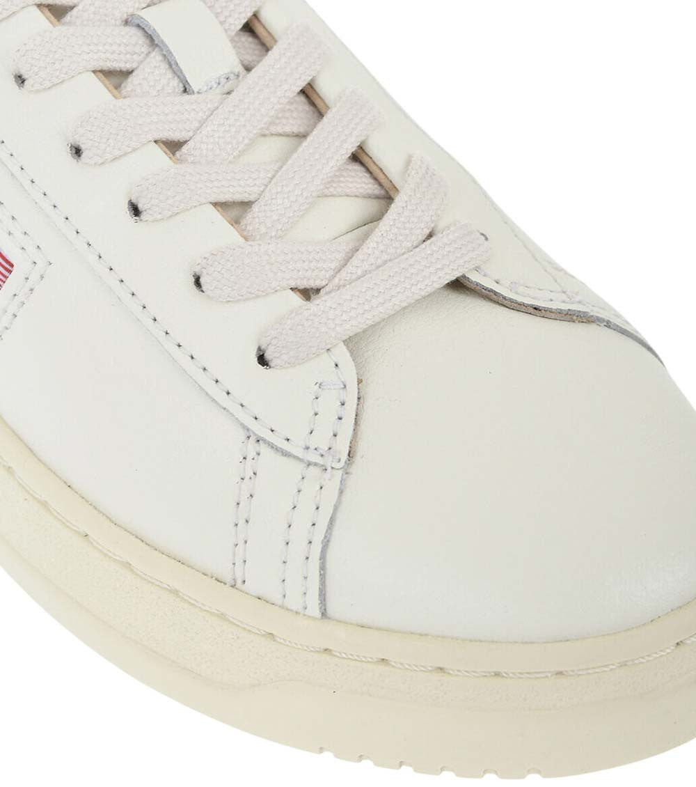 White Leather Low-Top Sneakers 4