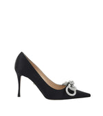 Black Embellished Maxi Bow Pumps 1