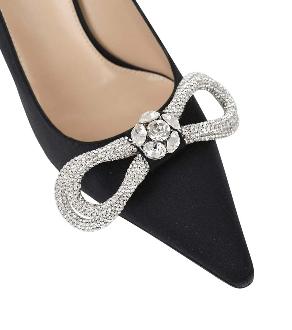 Black Embellished Maxi Bow Pumps 2