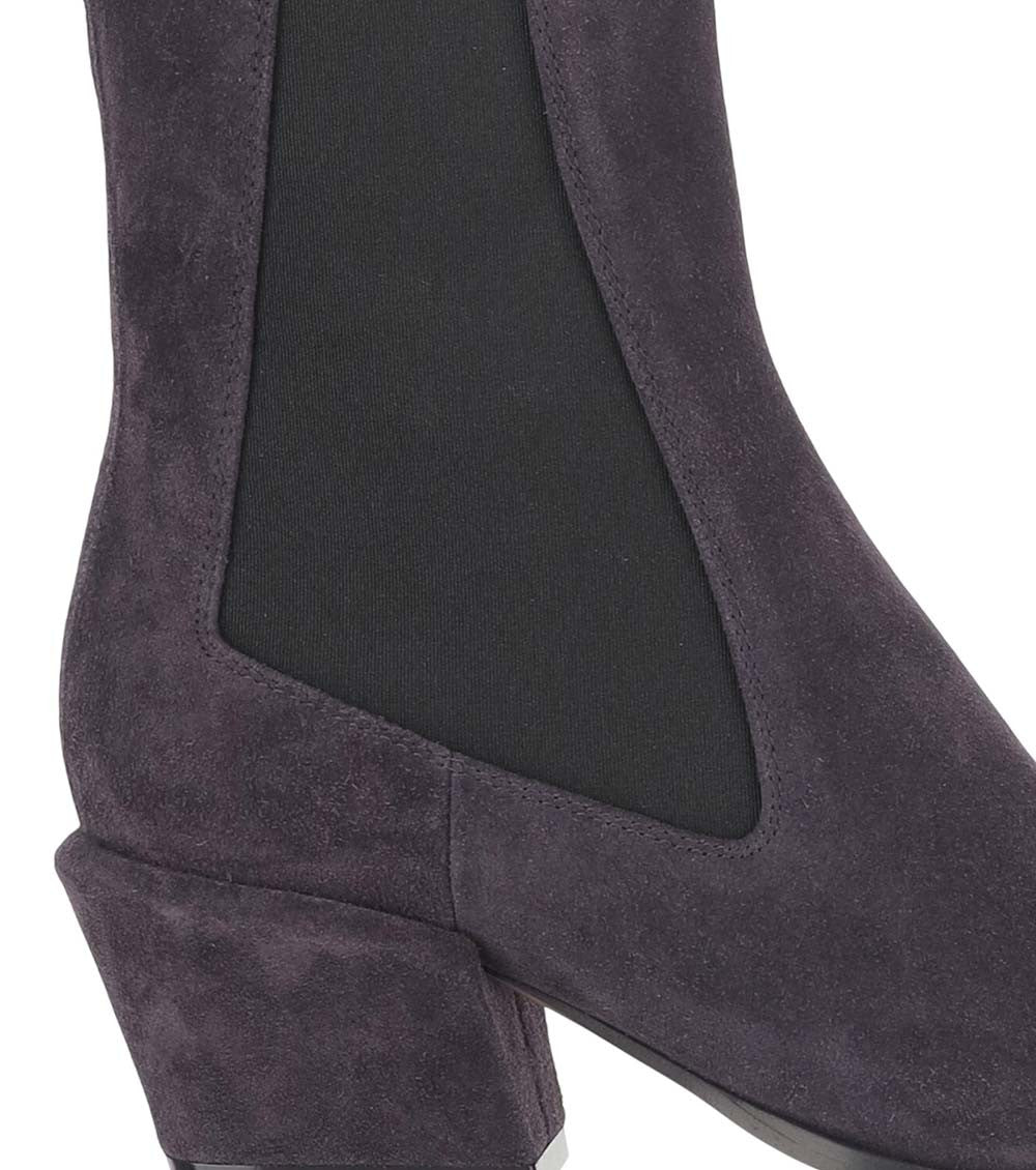 Dark Purple Suede Ankle Boots 4
