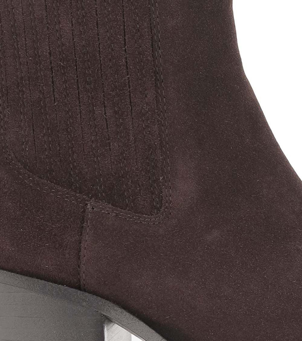 Dark Brown Slip-on Suede Boots 4