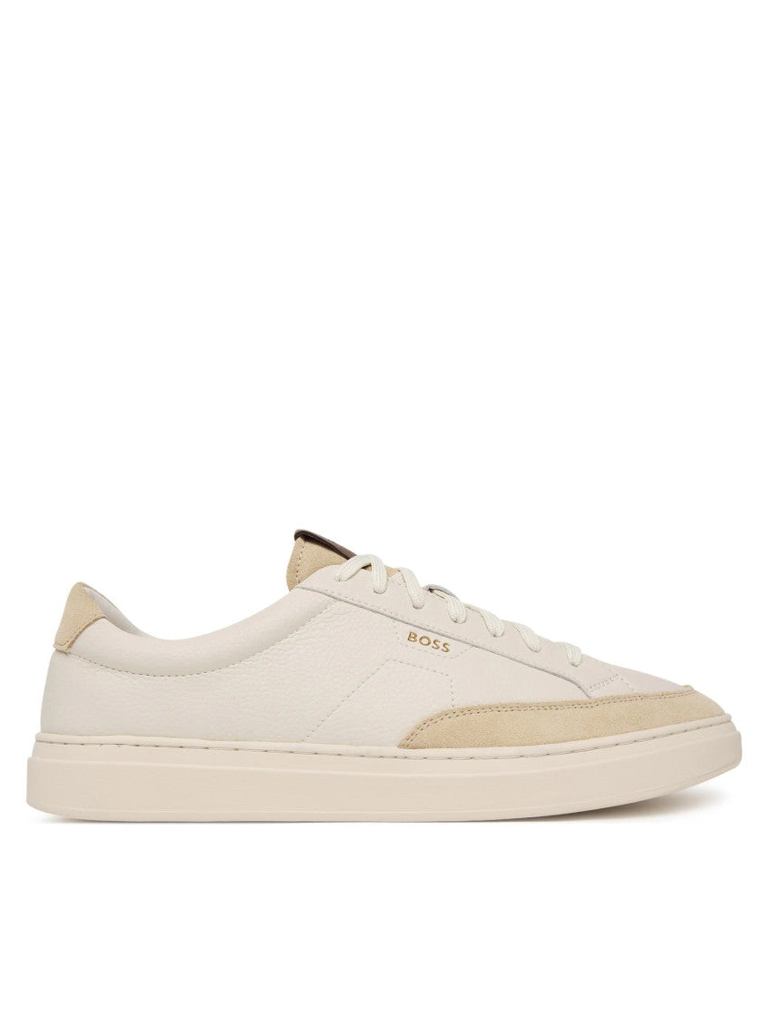 White Color-Block Court Sneakers 1