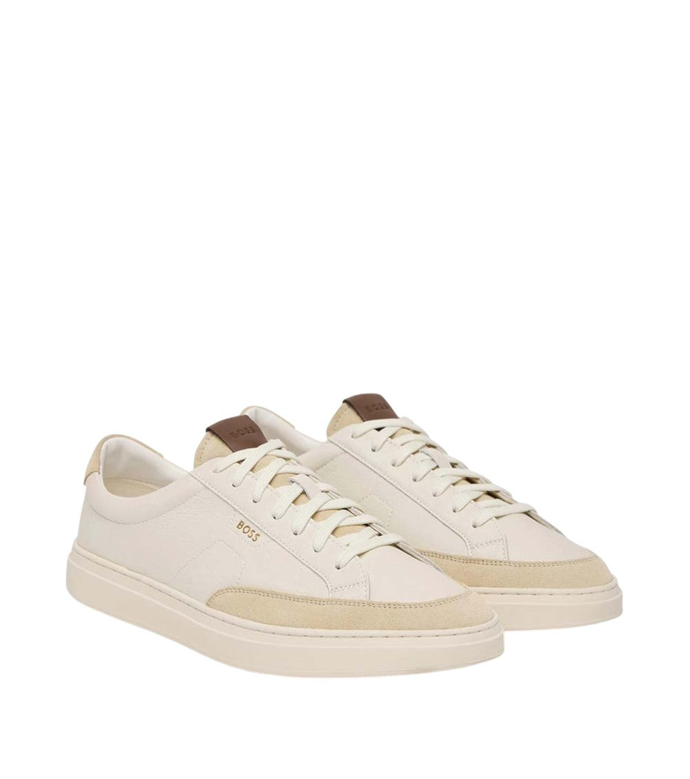White Color-Block Court Sneakers 2