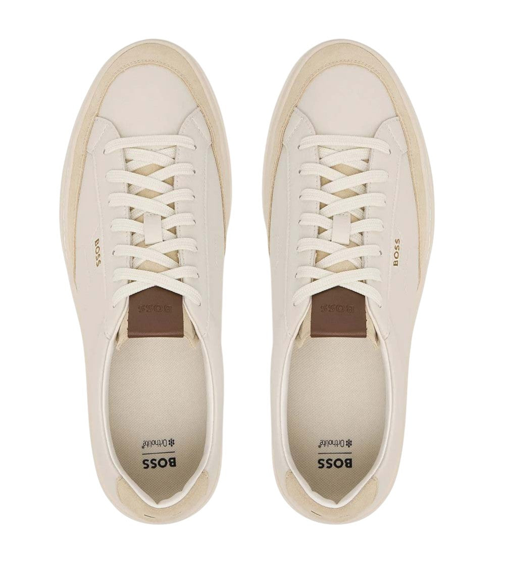White Color-Block Court Sneakers 3