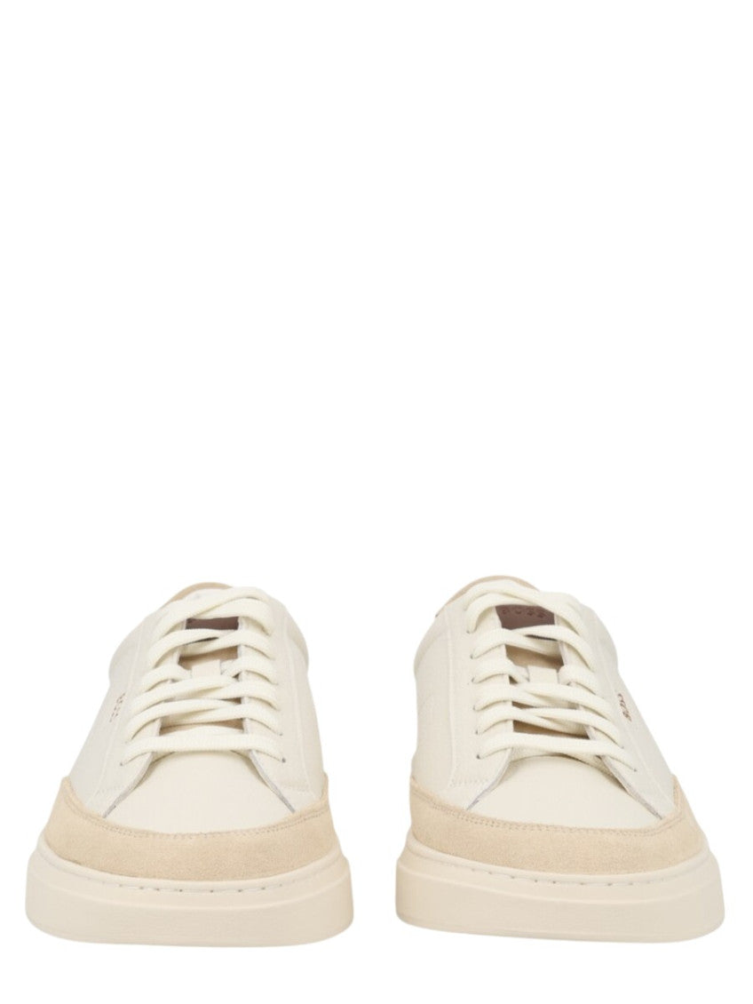 White Color-Block Court Sneakers 4