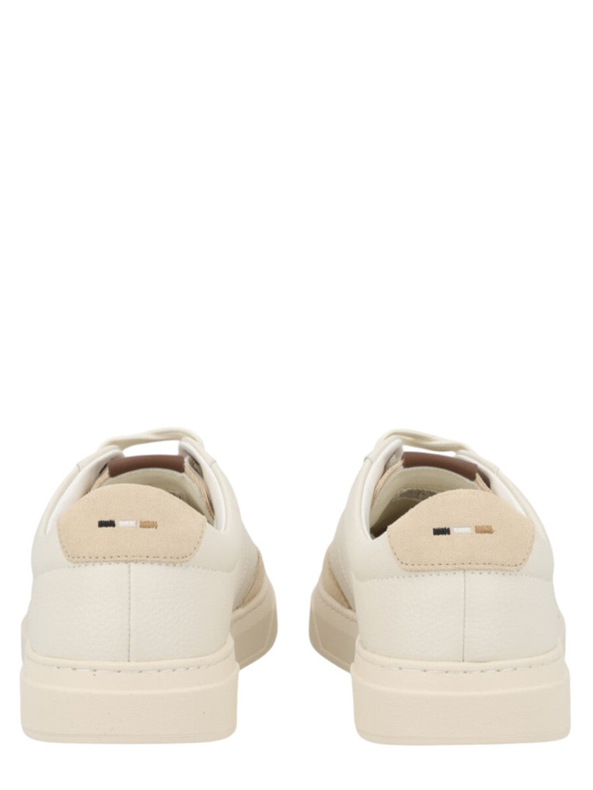White Color-Block Court Sneakers 5