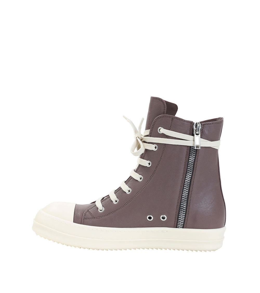 Brown Zipper High-Top Sneakers 2