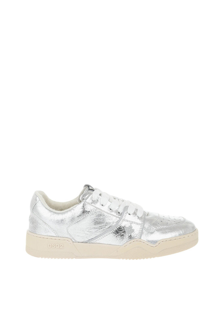 Silver Textured Spiker Sneakers 1