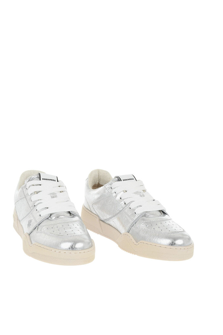 Silver Textured Spiker Sneakers 2