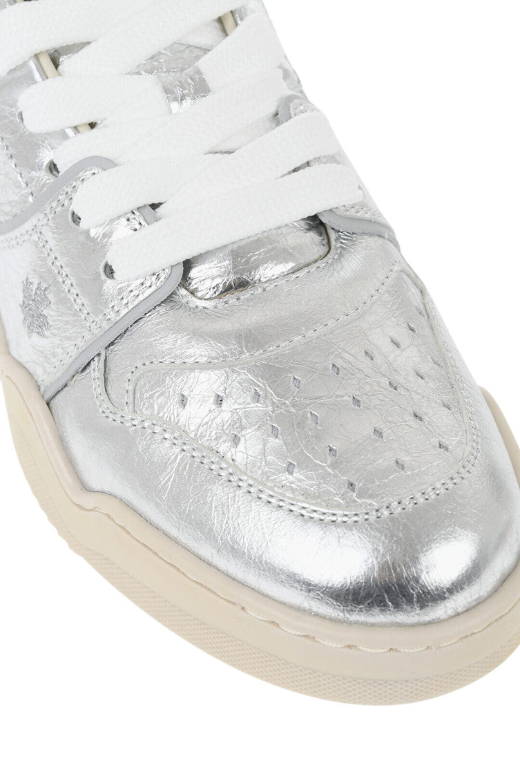 Silver Textured Spiker Sneakers 4