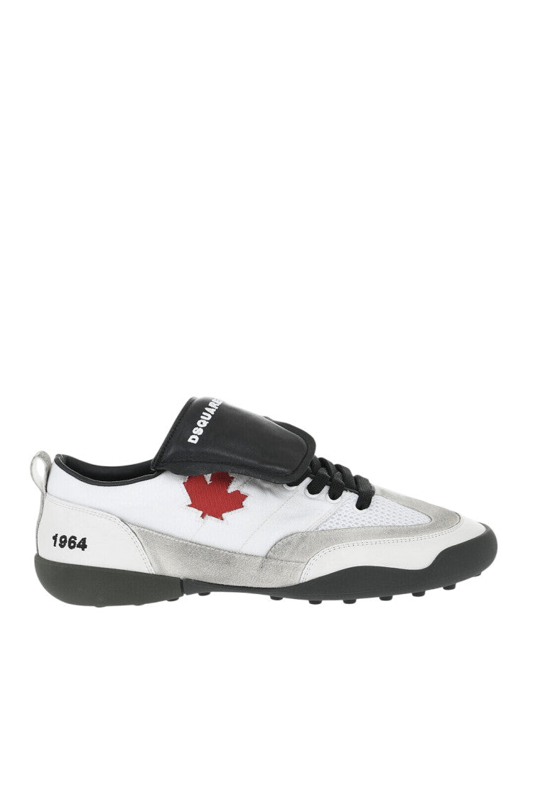 White Logo Vintage-Effect Sneakers 1