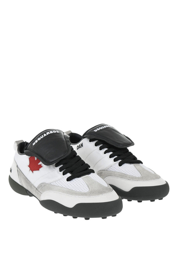 White Logo Vintage-Effect Sneakers 2