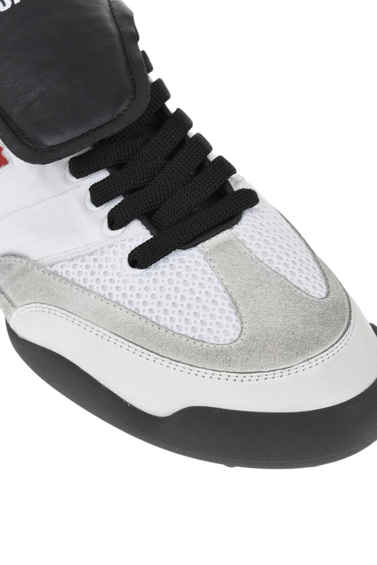 White Logo Vintage-Effect Sneakers 4