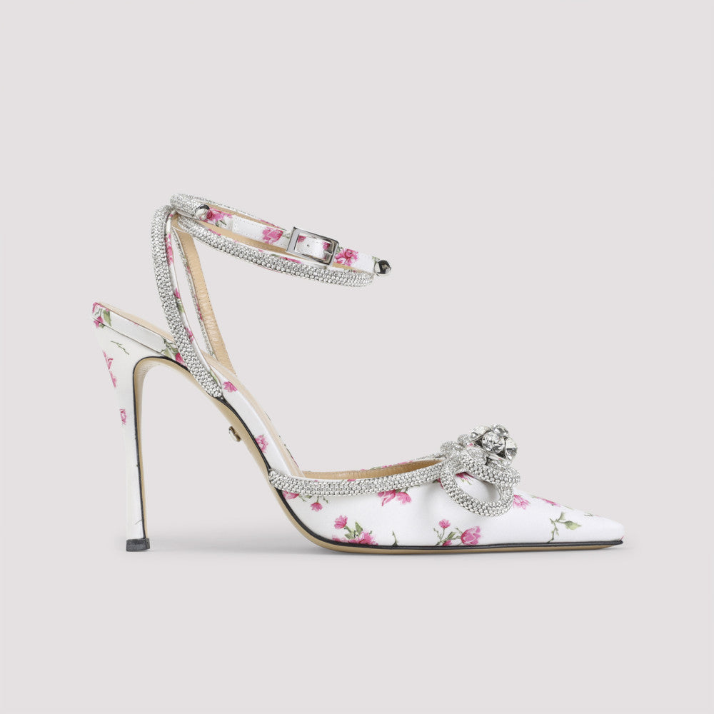White Floral Double-Bow Pumps 3