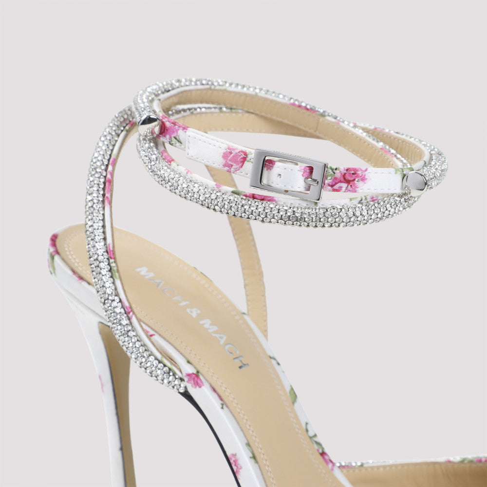 White Floral Double-Bow Pumps 5