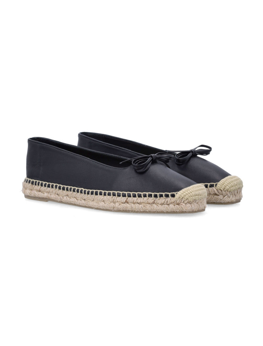 Black Leather Ballet Espadrilles 2