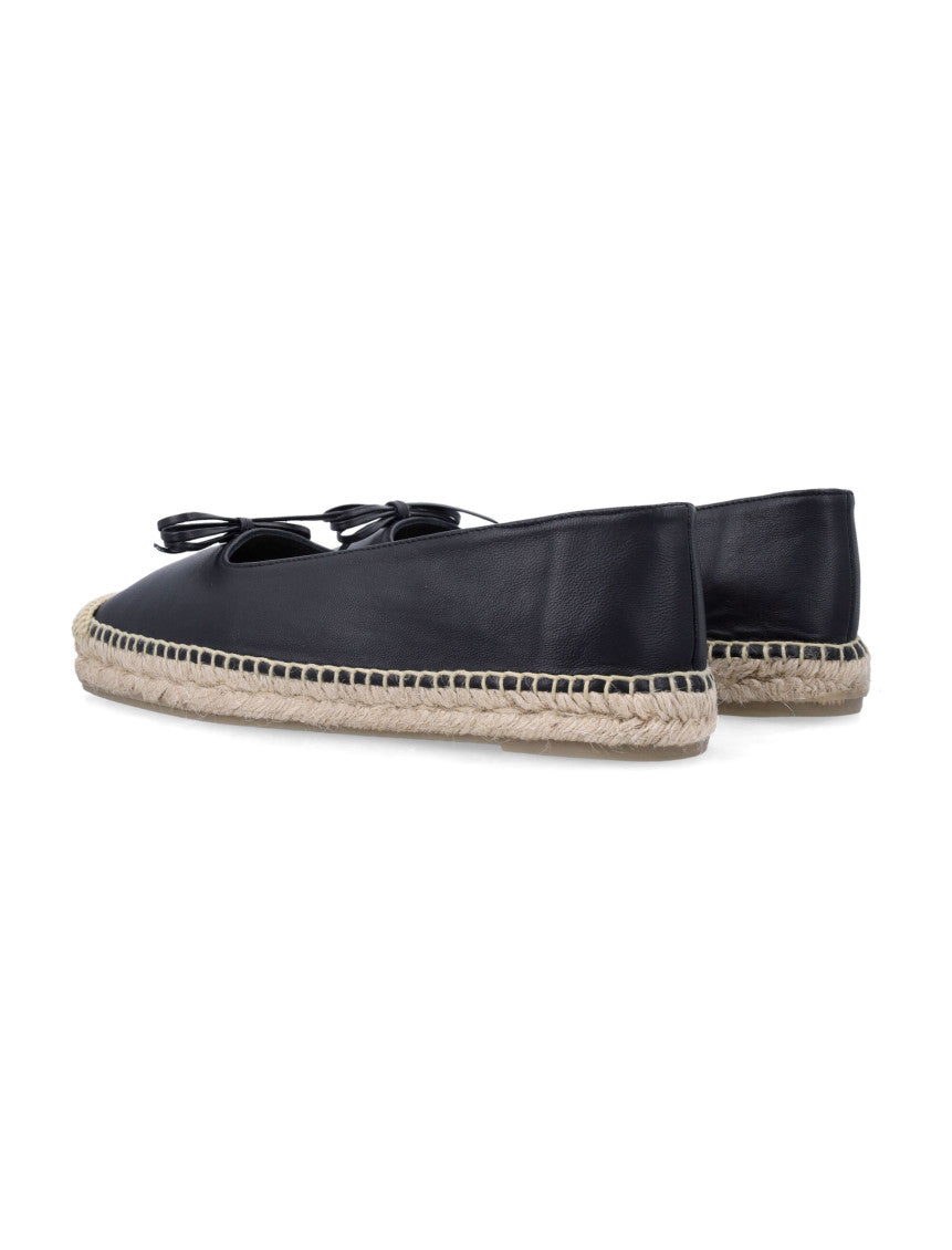 Black Leather Ballet Espadrilles 3