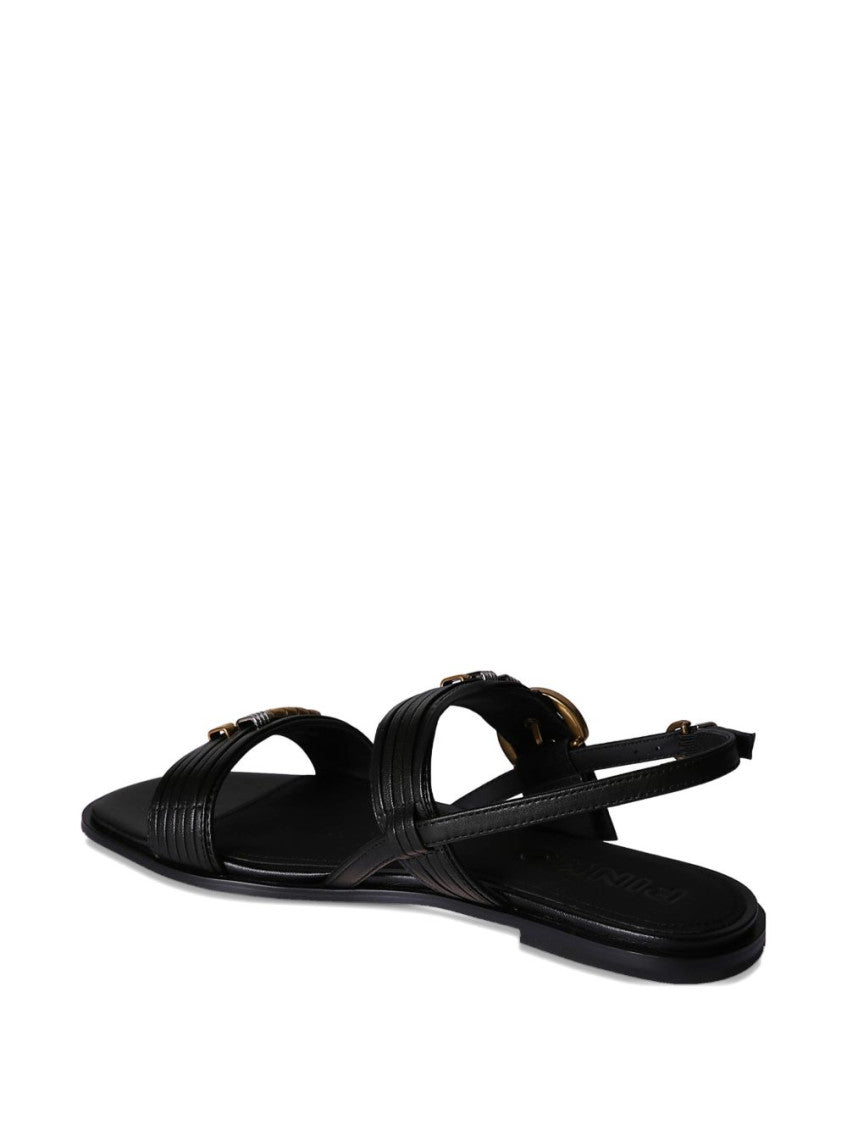 Black Logo Sandals 4