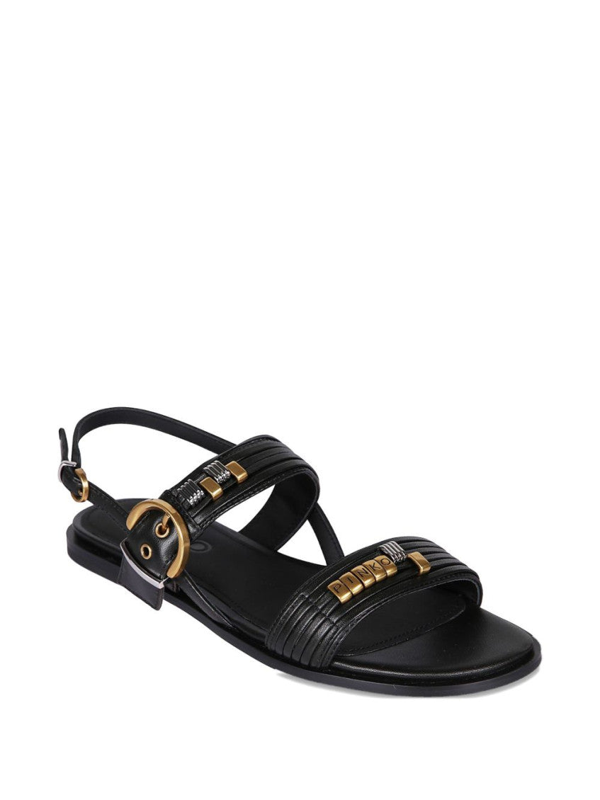 Black Logo Sandals 6