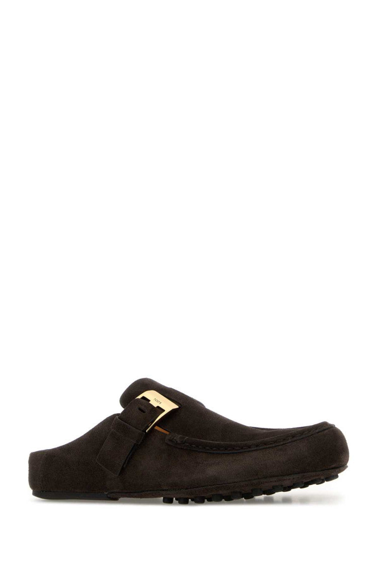 Dark Brown Suede Mules 2