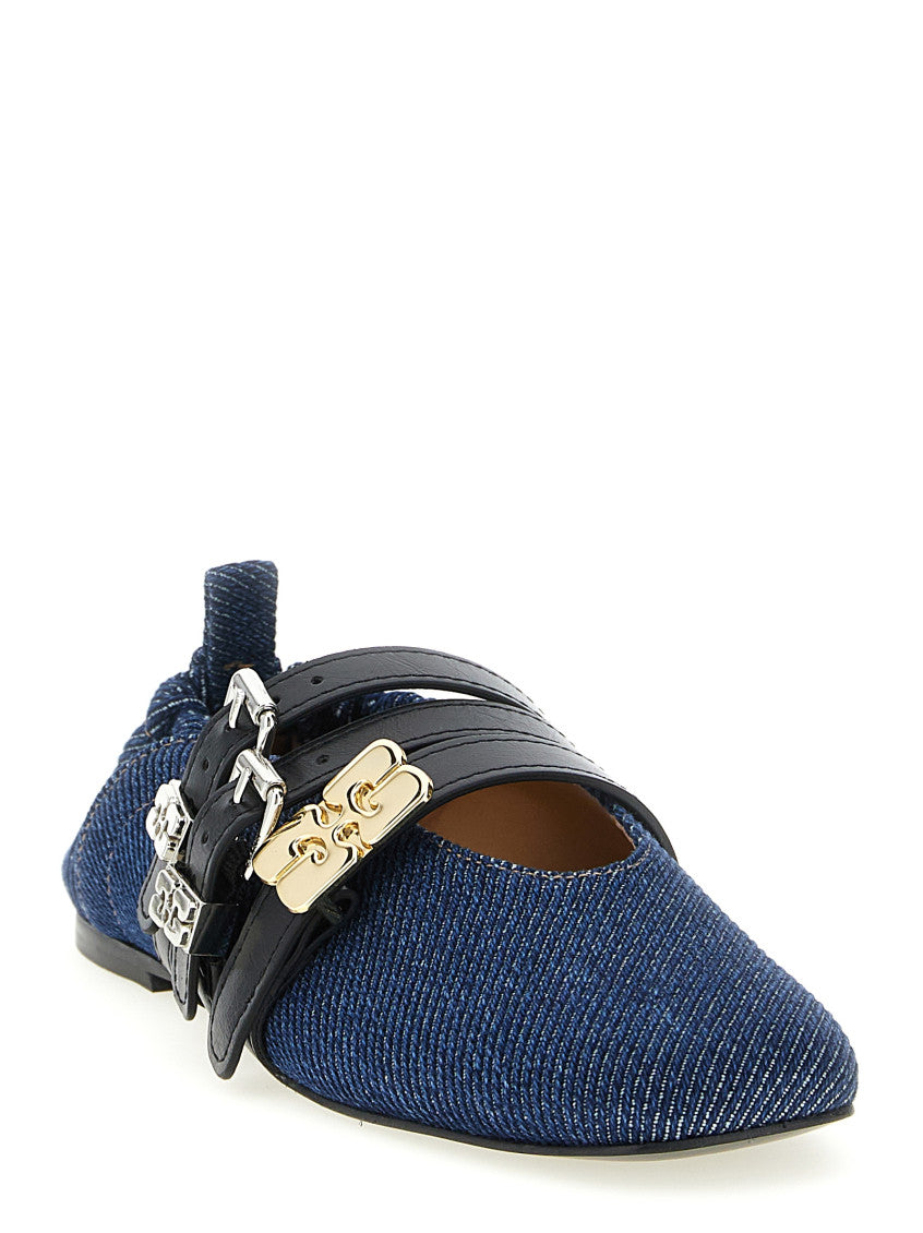 Blue Triple-strap Ballet Flats 2