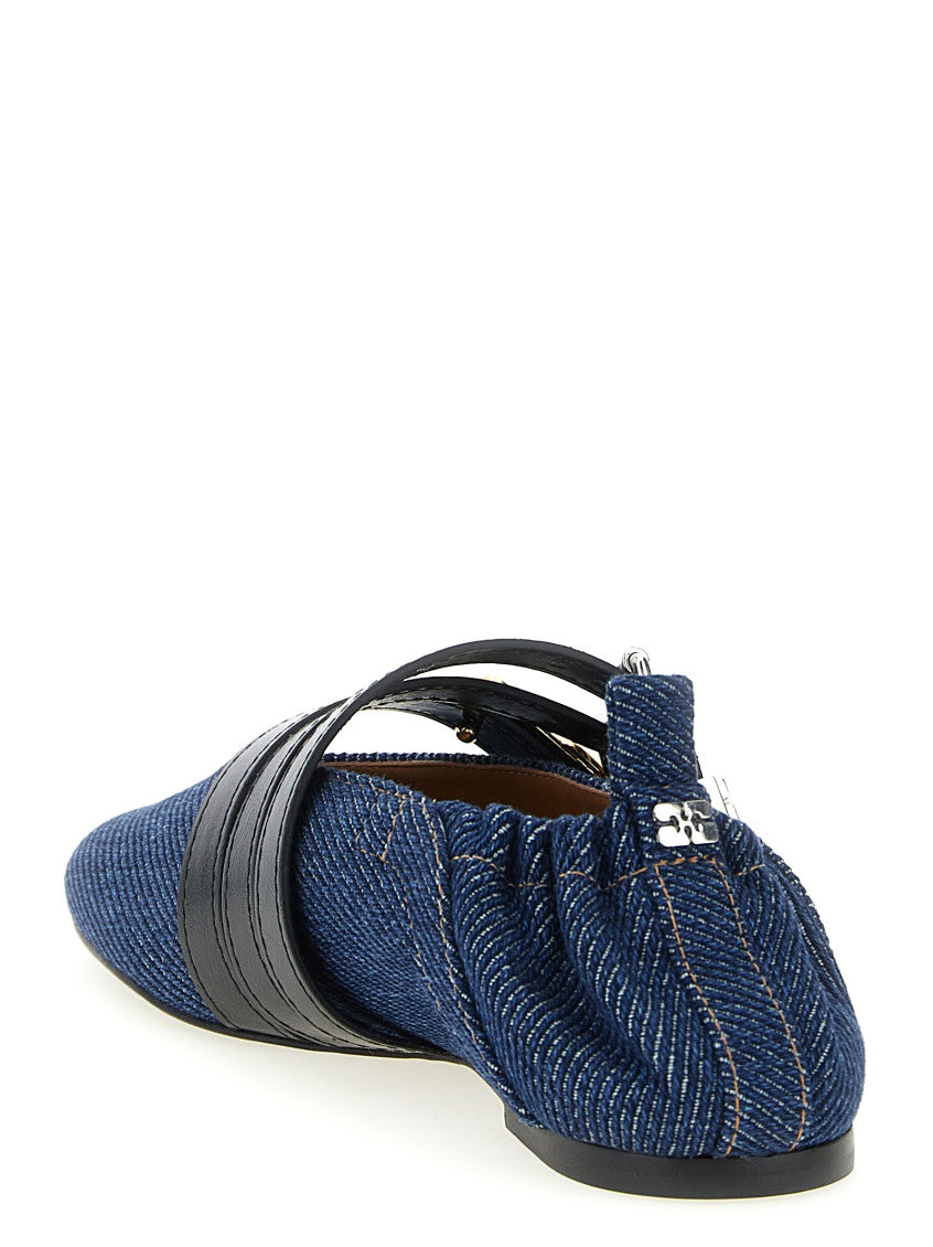 Blue Triple-strap Ballet Flats 3